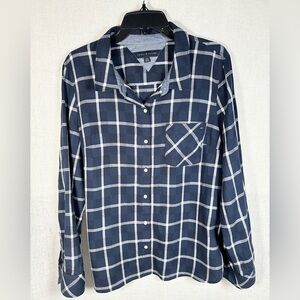 Tommy Hilfiger Navy and White Windowpane Button-Down Shirt